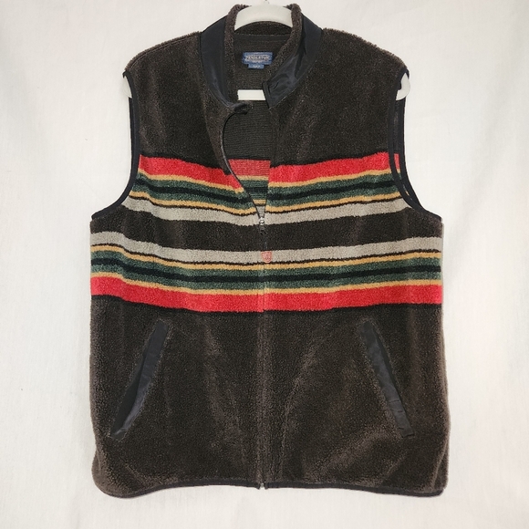 Vintage Y2K Pendelton Men's Multicolor Striped Sweater Vest Large Grandpa